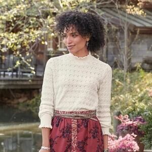 NWT Sundance Frances Ruffle Scallop Neck Soft Boho Sweater